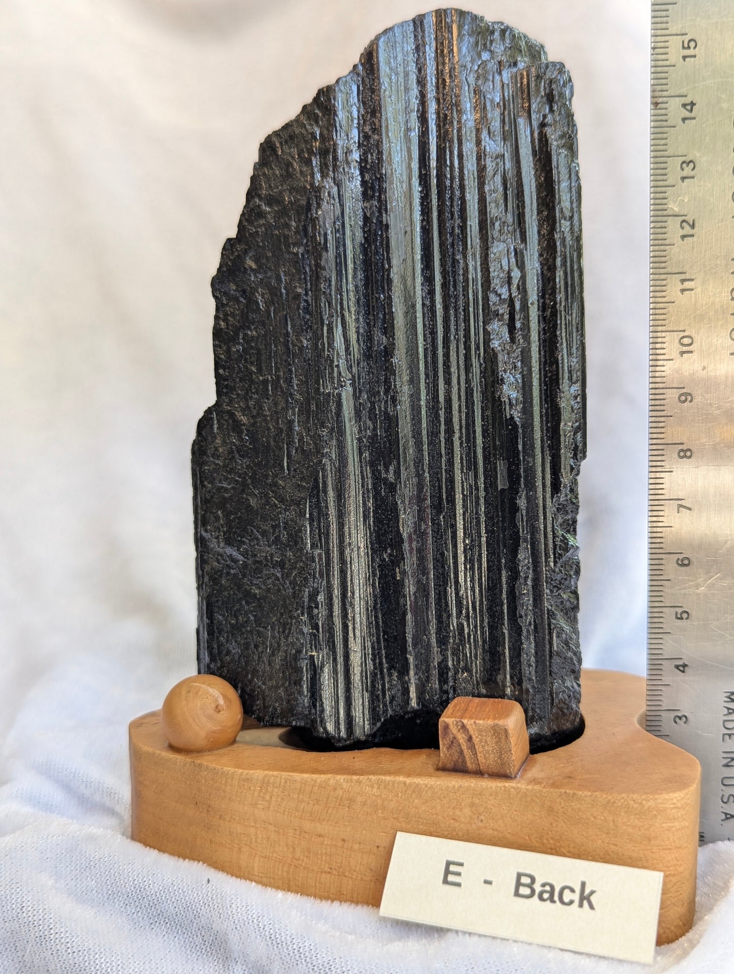 Custom base detail for 700g raw Black Tourmaline tower.