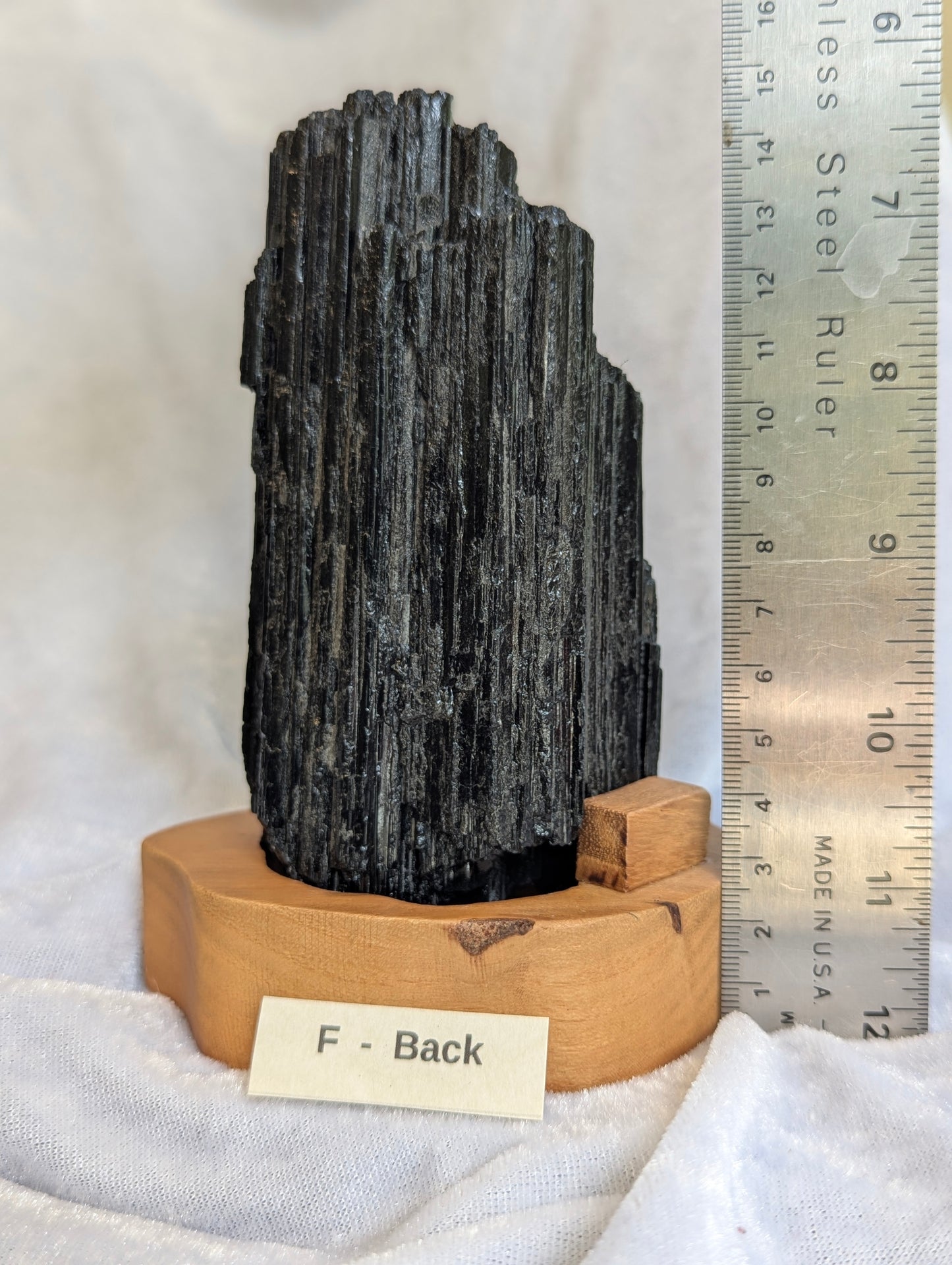 Base profile of 765g raw Black Tourmaline tower stand.