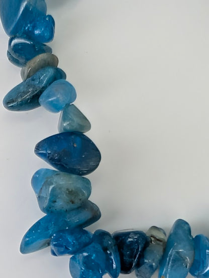 Natural Blue Apatite chip bracelet highlighting organic form and color variation