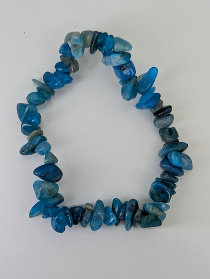 Natural Blue Apatite chip bracelet highlighting organic form and color variation