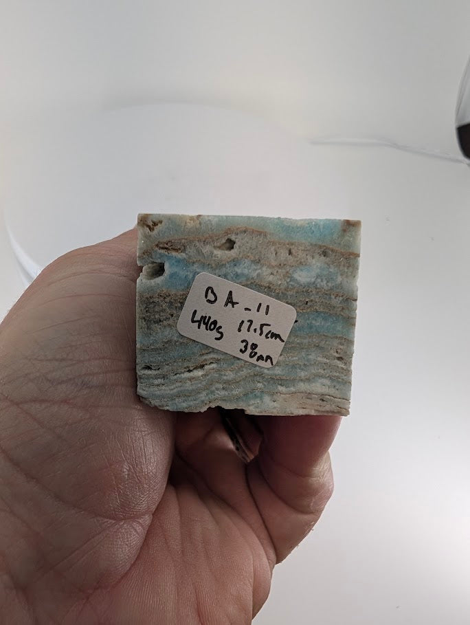 Base of Blue Aragonite tower showing layered mineral texture