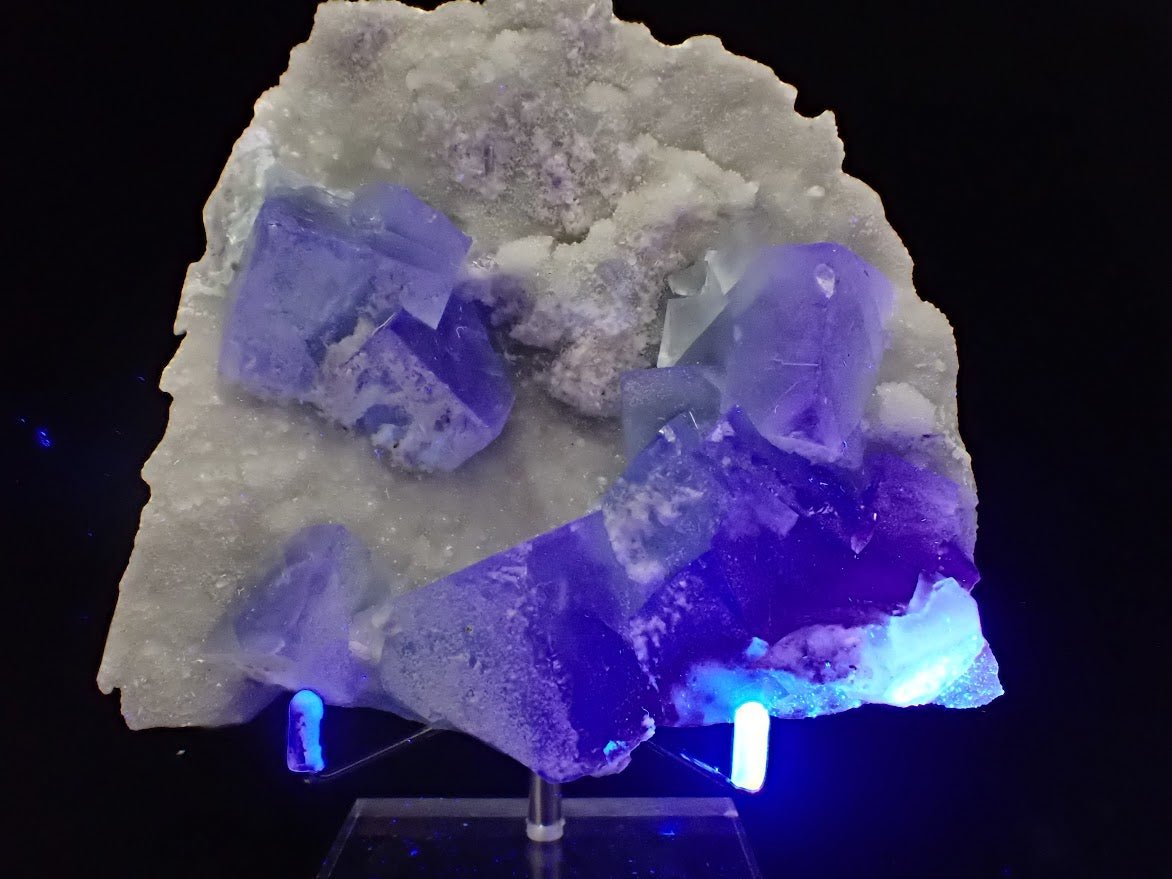 Blue Jelly Fluorite with Phantom on Druzy Quartz – YGX, China - Legacy Crystals and Minerals