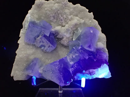 Blue Jelly Fluorite with Phantom on Druzy Quartz – YGX, China - Legacy Crystals and Minerals