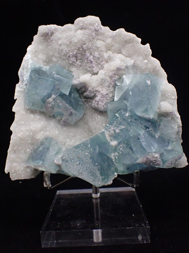 Blue Jelly Fluorite with Phantom on Druzy Quartz – YGX, China - Legacy Crystals and Minerals