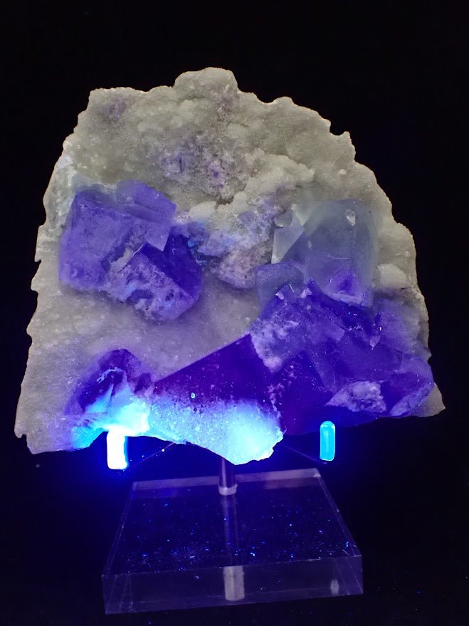 Blue Jelly Fluorite with Phantom on Druzy Quartz – YGX, China - Legacy Crystals and Minerals