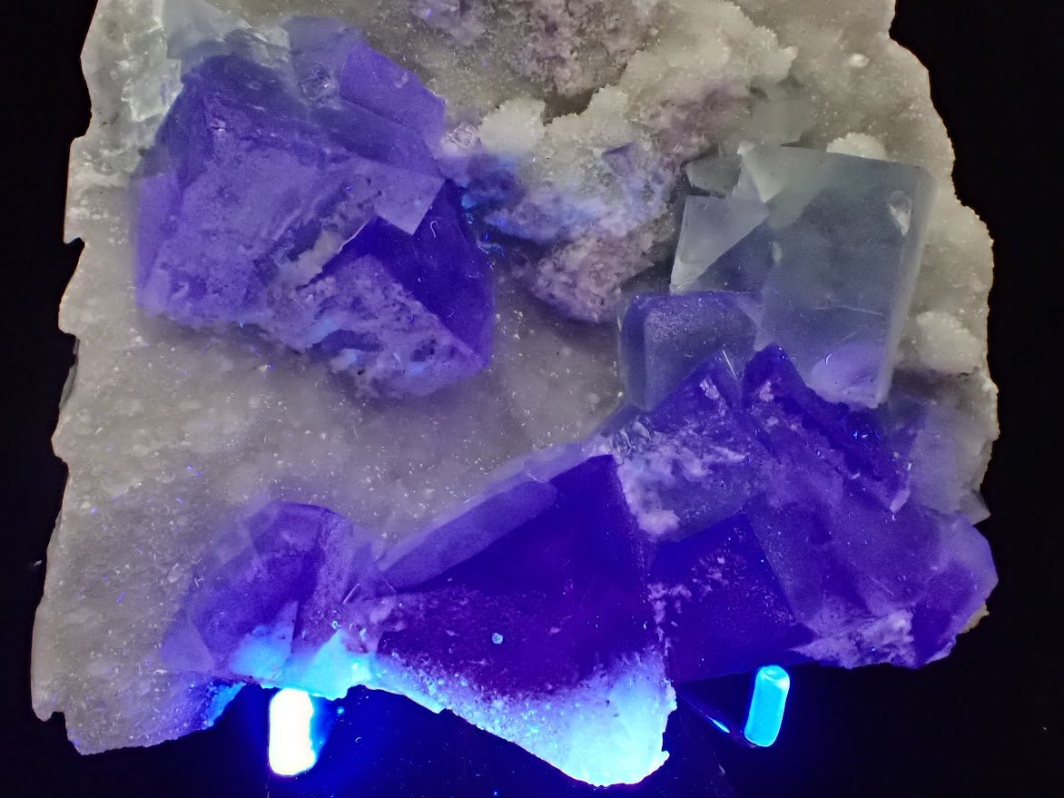 Blue Jelly Fluorite with Phantom on Druzy Quartz – YGX, China - Legacy Crystals and Minerals