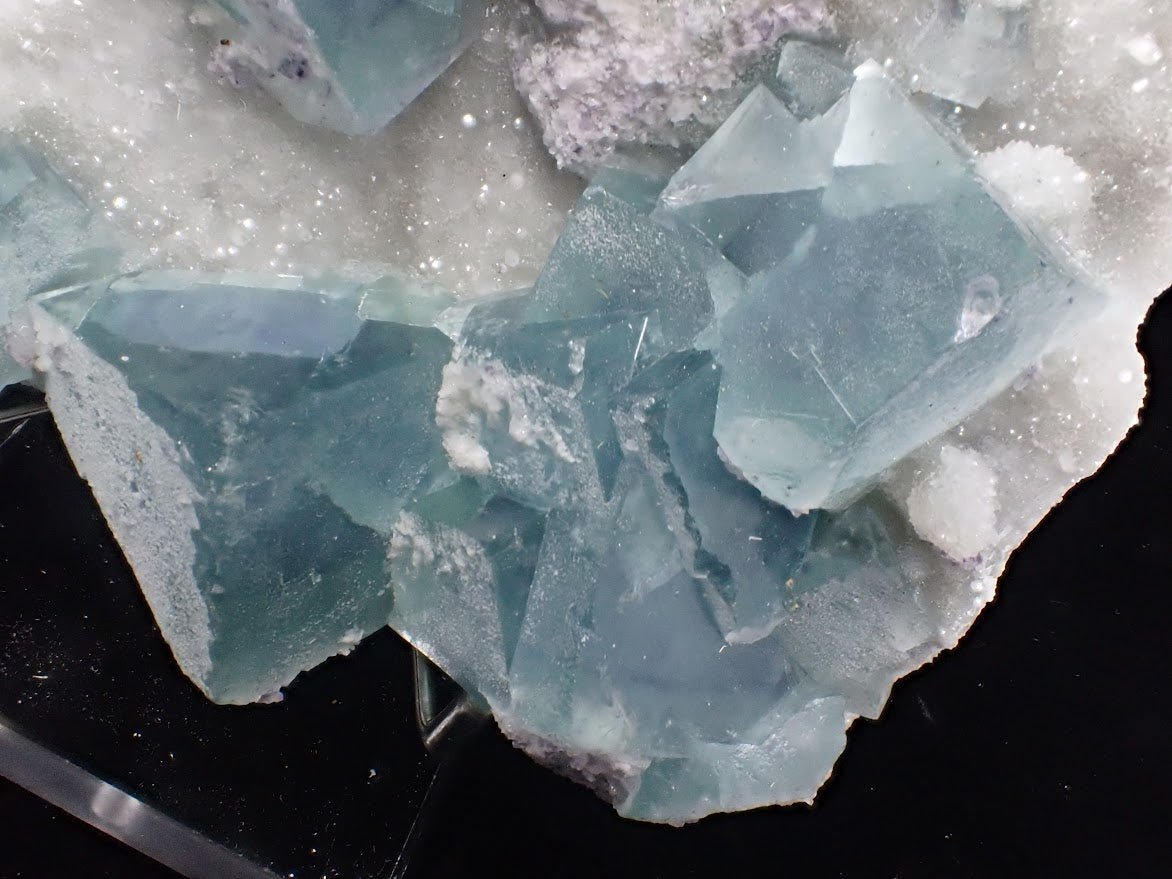 Blue Jelly Fluorite with Phantom on Druzy Quartz – YGX, China - Legacy Crystals and Minerals