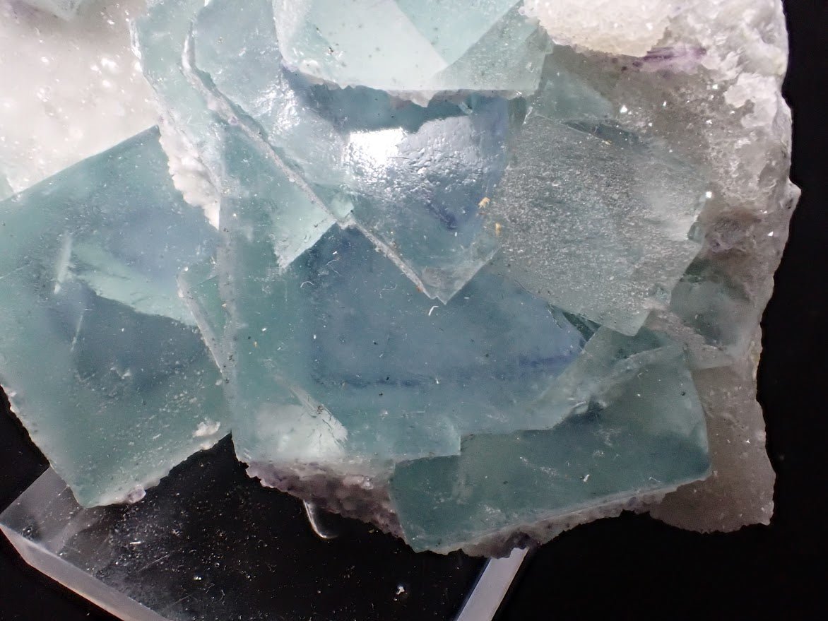 Blue Jelly Fluorite with Phantom on Druzy Quartz – YGX, China - Legacy Crystals and Minerals