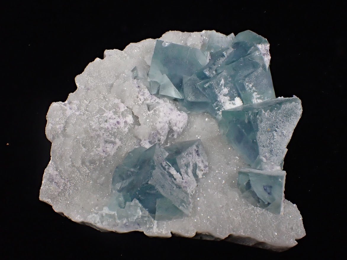 Blue Jelly Fluorite with Phantom on Druzy Quartz – YGX, China - Legacy Crystals and Minerals