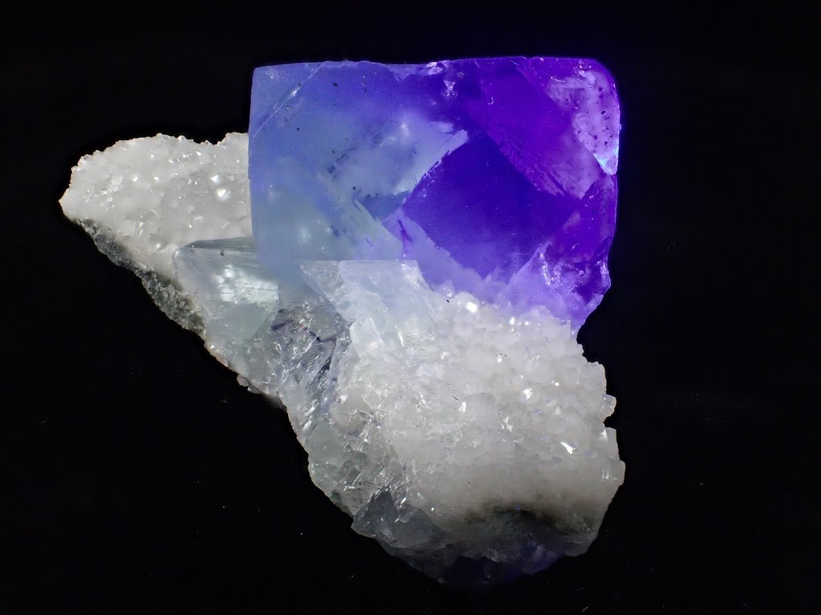 Blue Jelly Fluorite with Phantom on Quartz Matrix – Yaogangxian Mine (YGX), China - Legacy Crystals and Minerals