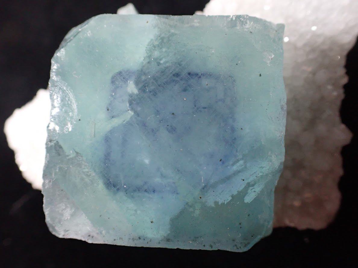 Blue Jelly Fluorite with Phantom on Quartz Matrix – Yaogangxian Mine (YGX), China - Legacy Crystals and Minerals