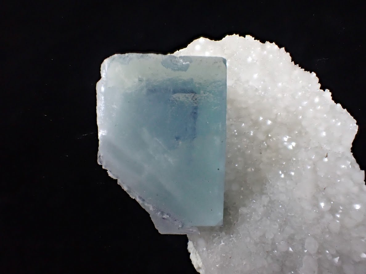 Blue Jelly Fluorite with Phantom on Quartz Matrix – Yaogangxian Mine (YGX), China - Legacy Crystals and Minerals