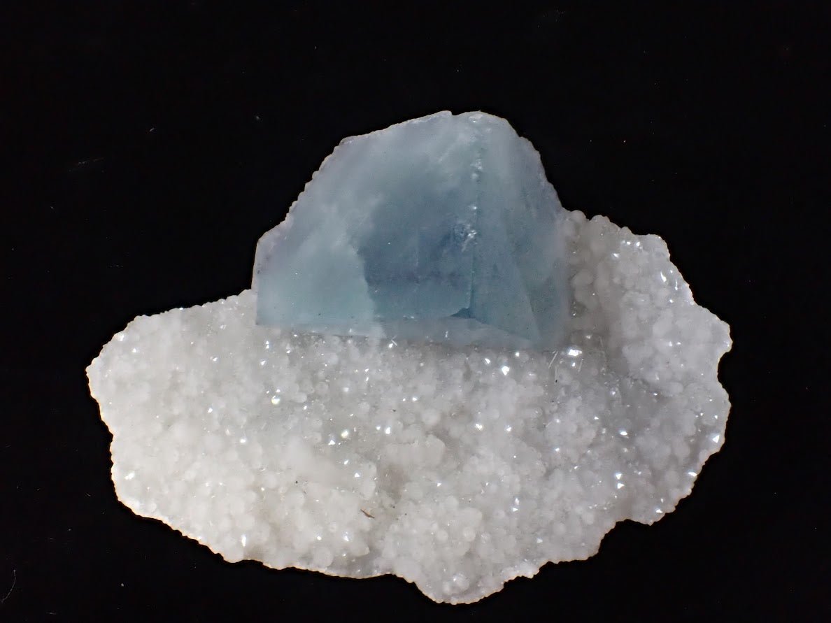 Blue Jelly Fluorite with Phantom on Quartz Matrix – Yaogangxian Mine (YGX), China - Legacy Crystals and Minerals