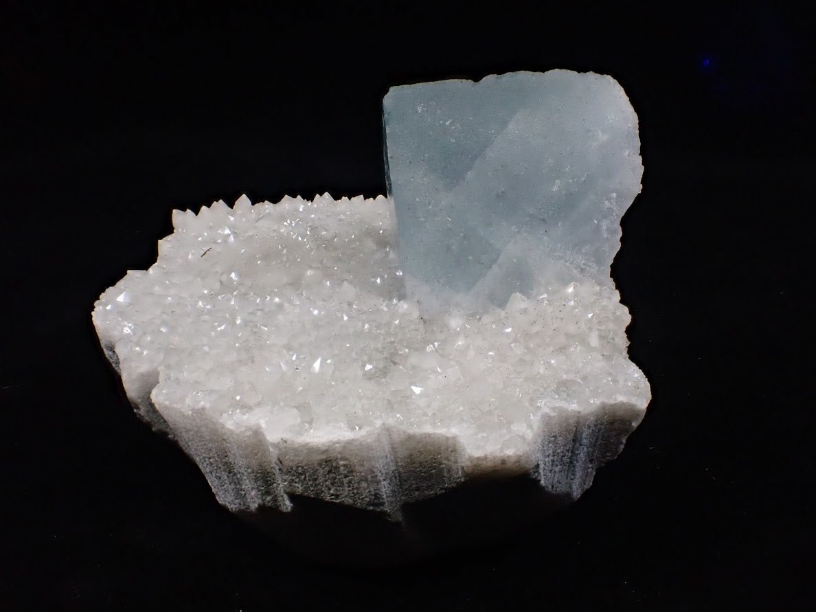 Blue Jelly Fluorite with Phantom on Quartz Matrix – Yaogangxian Mine (YGX), China - Legacy Crystals and Minerals