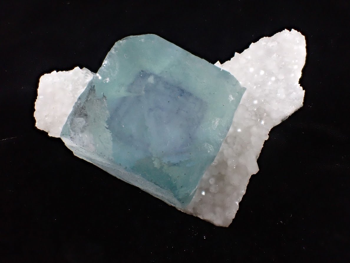 Blue Jelly Fluorite with Phantom on Quartz Matrix – Yaogangxian Mine (YGX), China - Legacy Crystals and Minerals
