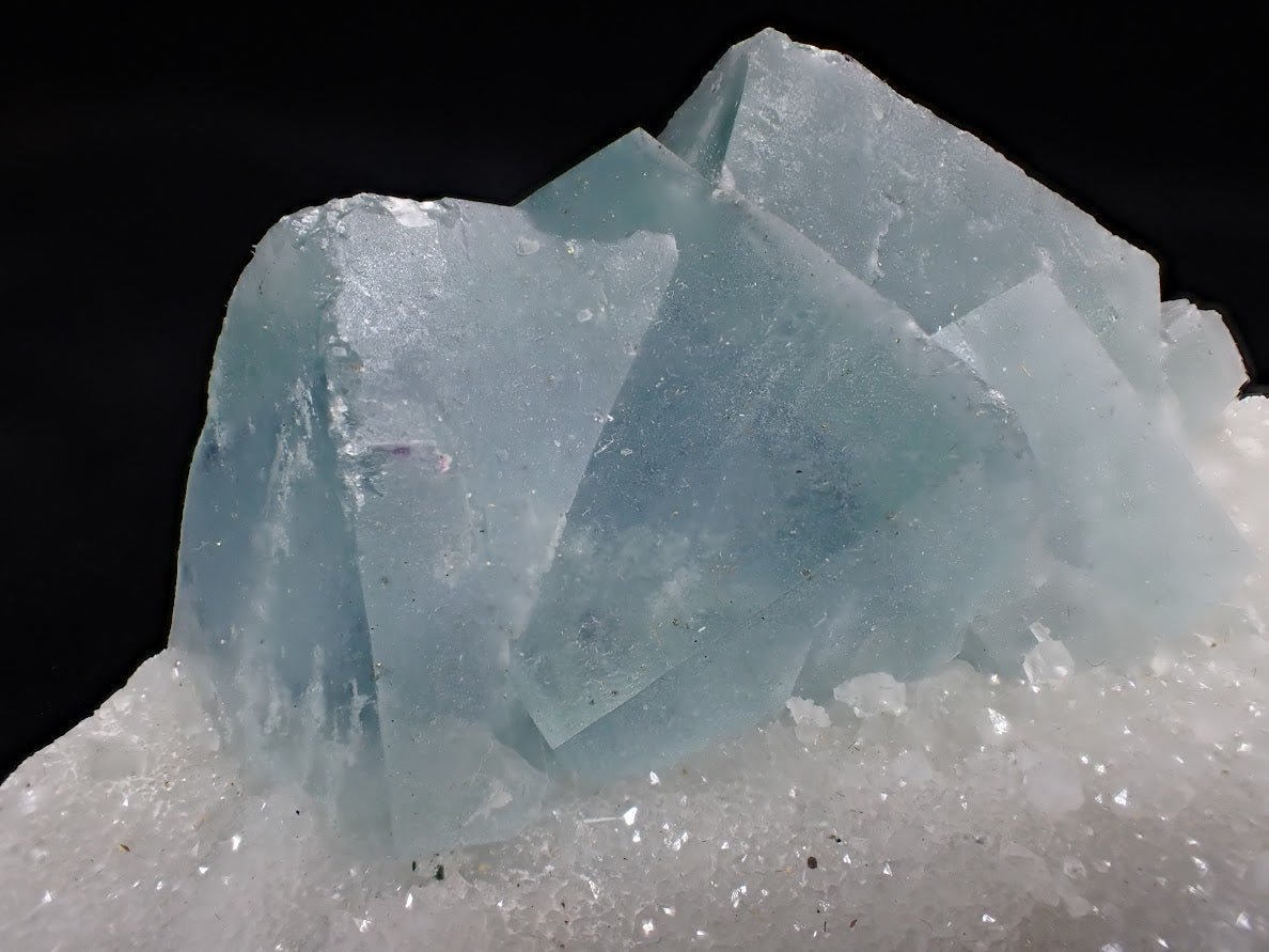 Blue Jelly Fluorite with Phantom on Quartz Matrix – Yaogangxian Mine (YGX), China - Legacy Crystals and Minerals