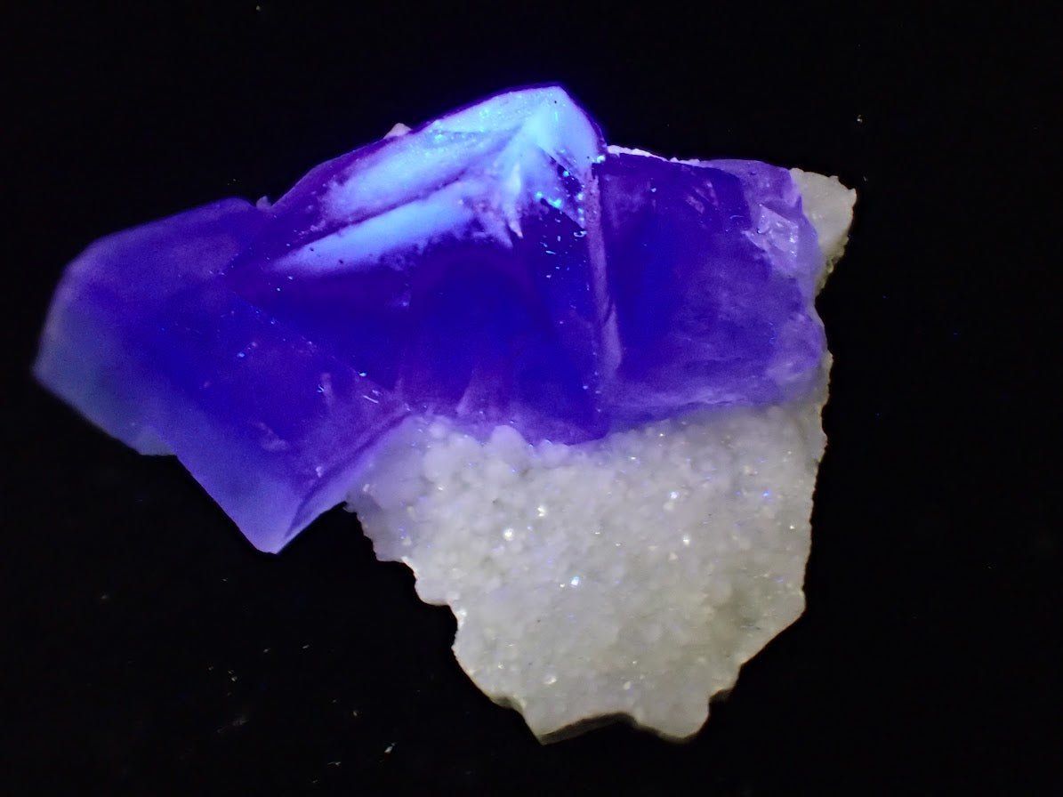 Blue Jelly Fluorite with Phantom Zoning on Quartz – Yaogangxian Mine, China - Legacy Crystals and Minerals