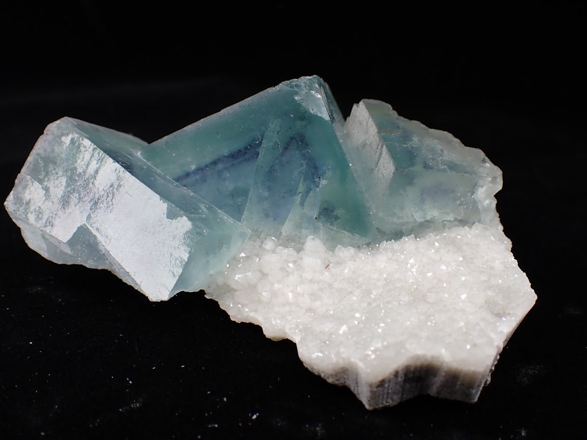 Blue Jelly Fluorite with Phantom Zoning on Quartz – Yaogangxian Mine, China - Legacy Crystals and Minerals