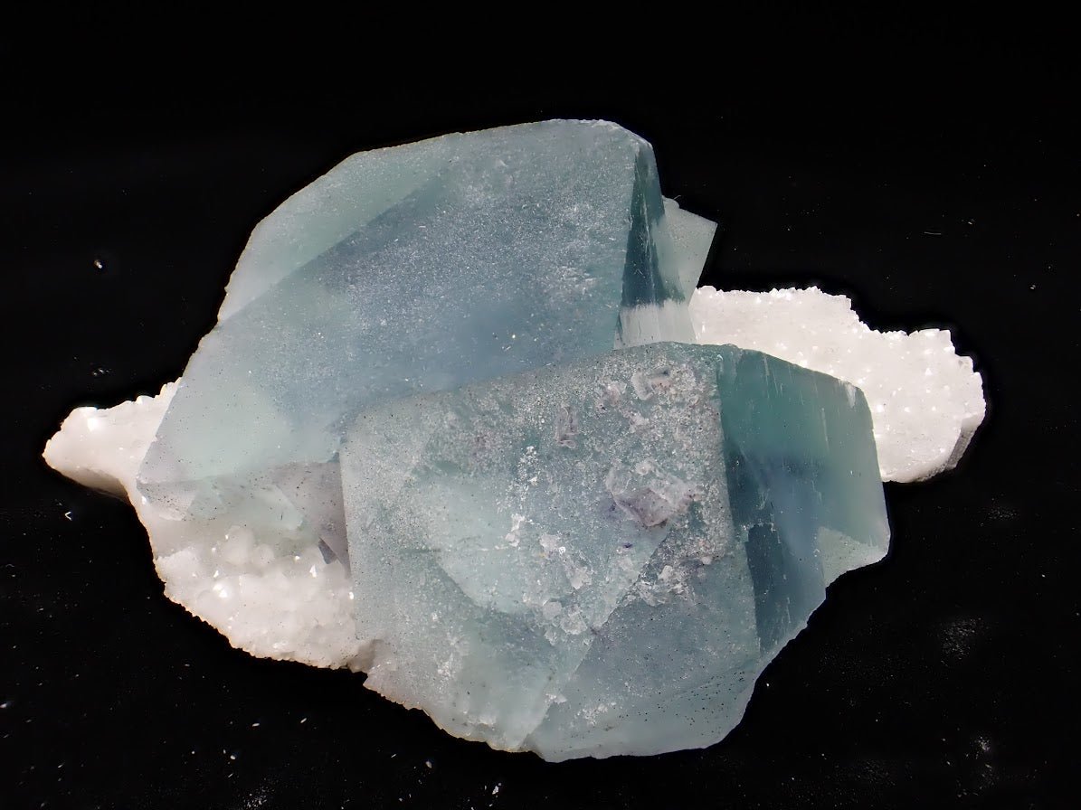 Blue Jelly Fluorite with Phantom Zoning on Quartz – Yaogangxian Mine, China - Legacy Crystals and Minerals