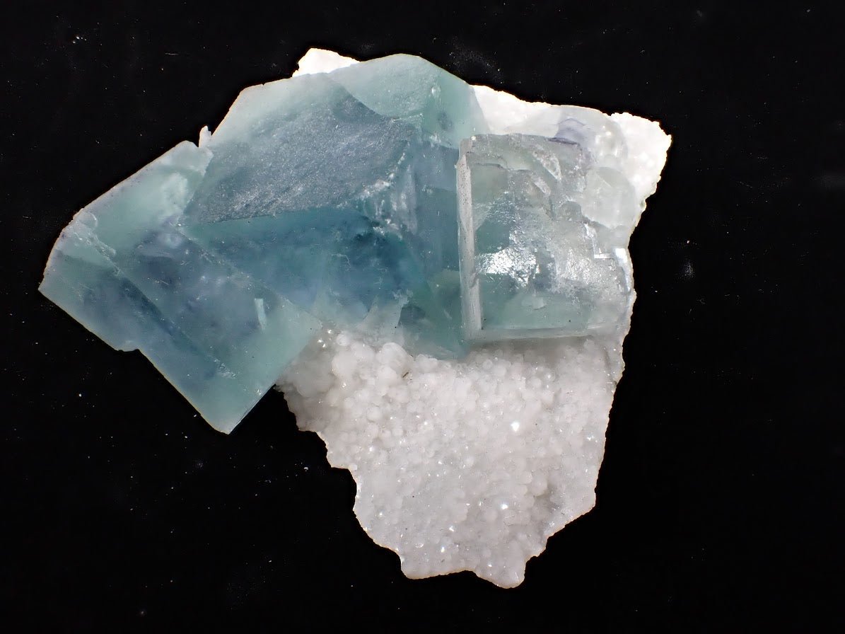 Blue Jelly Fluorite with Phantom Zoning on Quartz – Yaogangxian Mine, China - Legacy Crystals and Minerals
