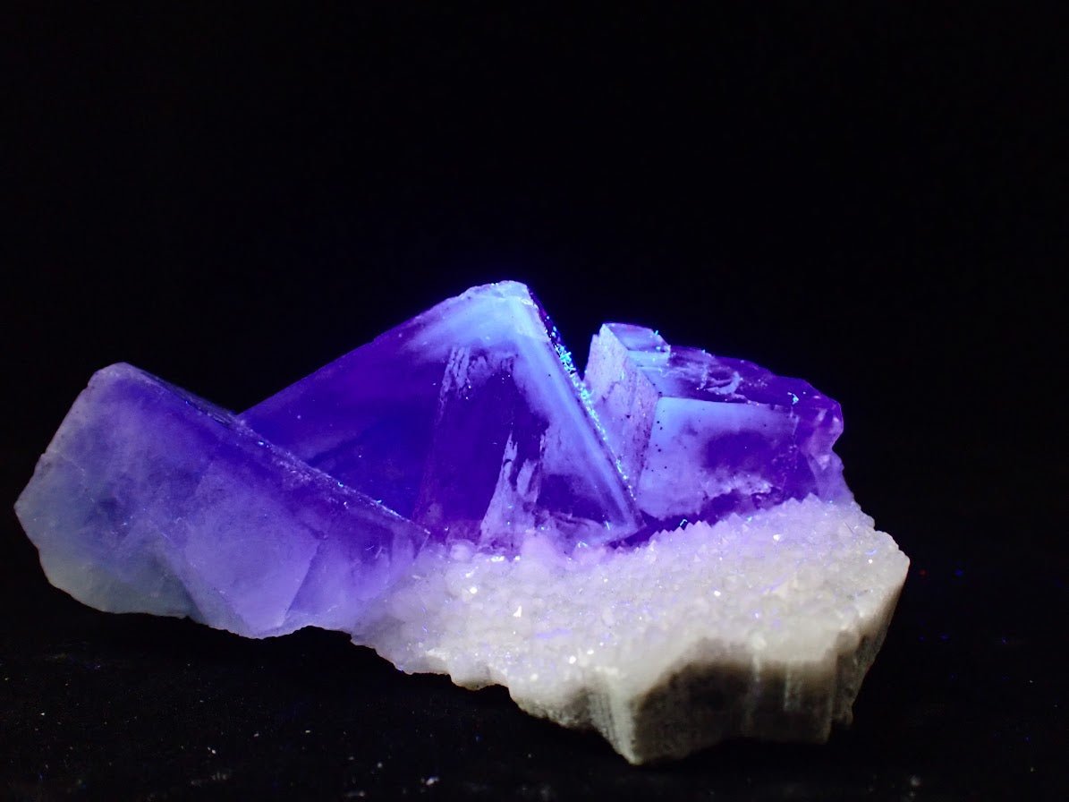 Blue Jelly Fluorite with Phantom Zoning on Quartz – Yaogangxian Mine, China - Legacy Crystals and Minerals