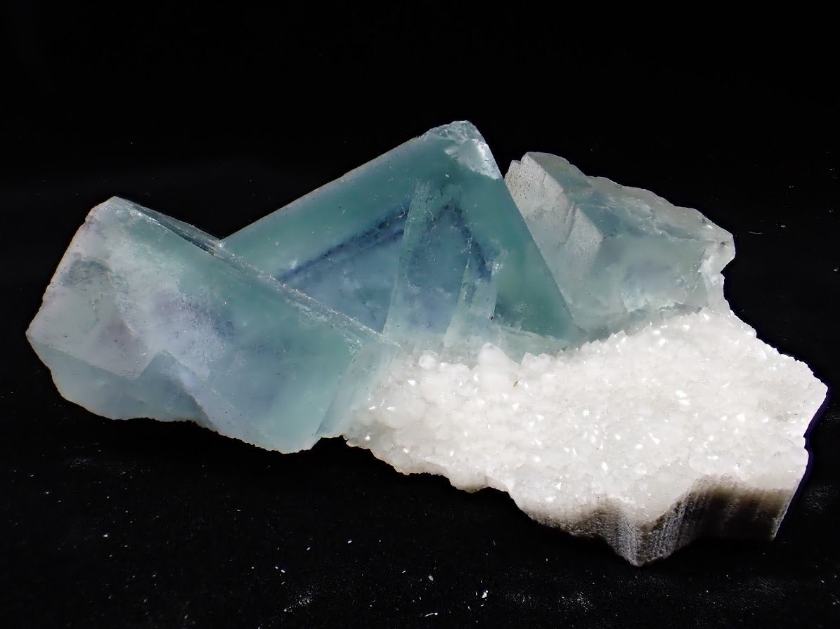 Blue Jelly Fluorite with Phantom Zoning on Quartz – Yaogangxian Mine, China - Legacy Crystals and Minerals