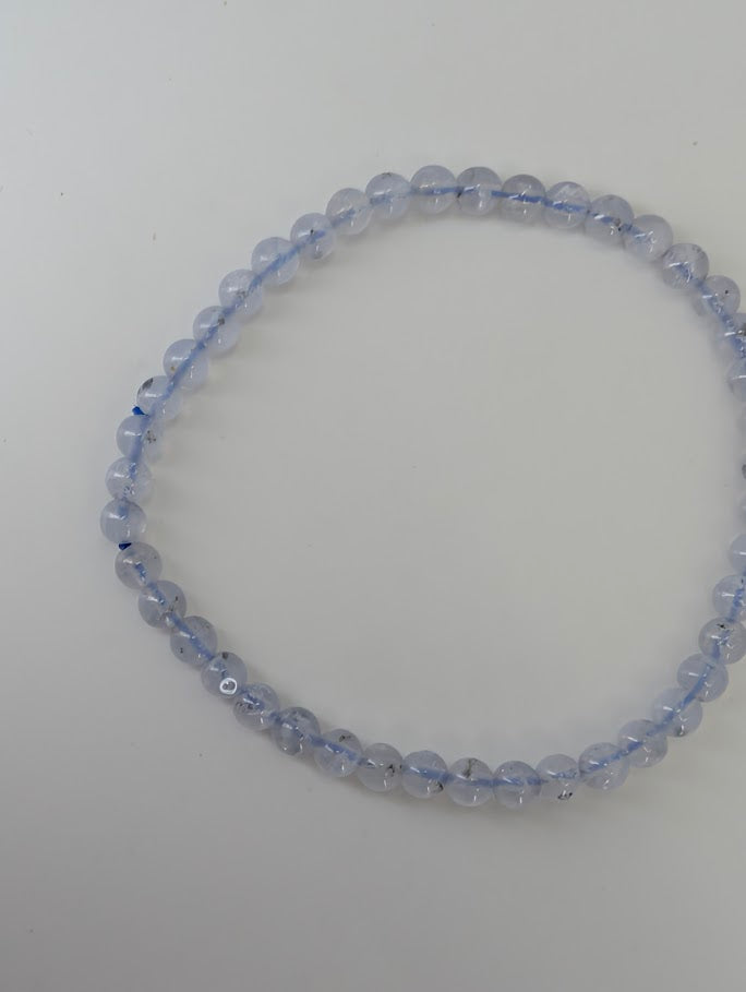 Top view of 4.5mm blue lace agate bracelet