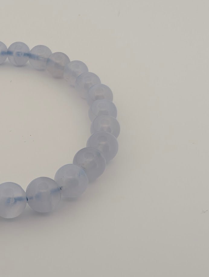Blue Lace Agate Bracelet – Chip & 6mm Beads - Legacy Crystals and Minerals