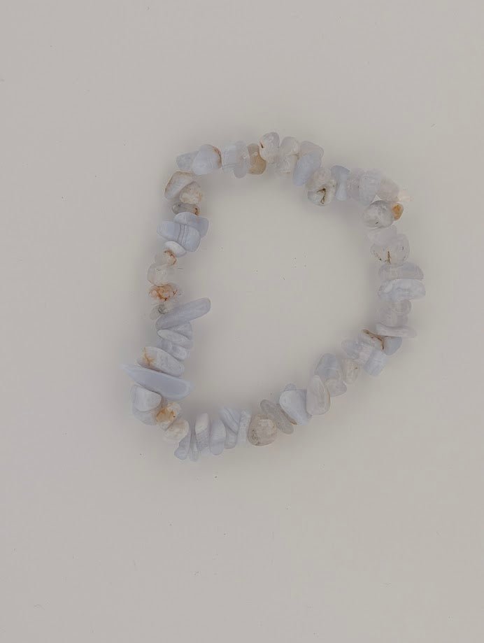 Blue Lace Agate Bracelet – Chip & 6mm Beads - Legacy Crystals and Minerals