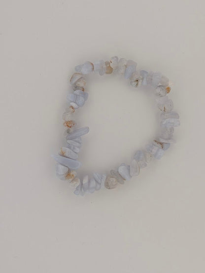 Blue Lace Agate Bracelet – Chip & 6mm Beads - Legacy Crystals and Minerals