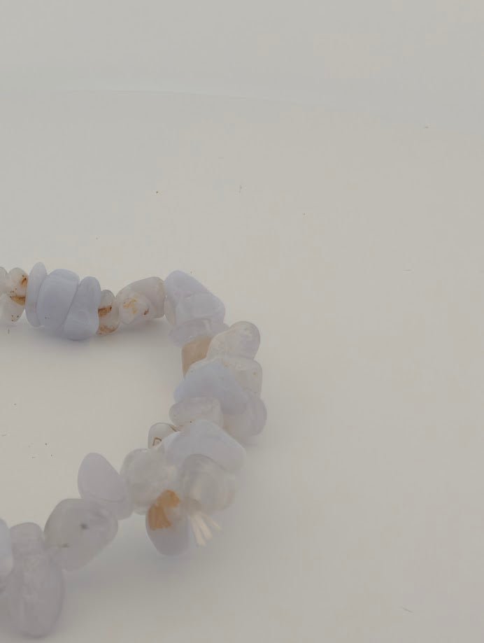 Blue Lace Agate Bracelet – Chip & 6mm Beads - Legacy Crystals and Minerals