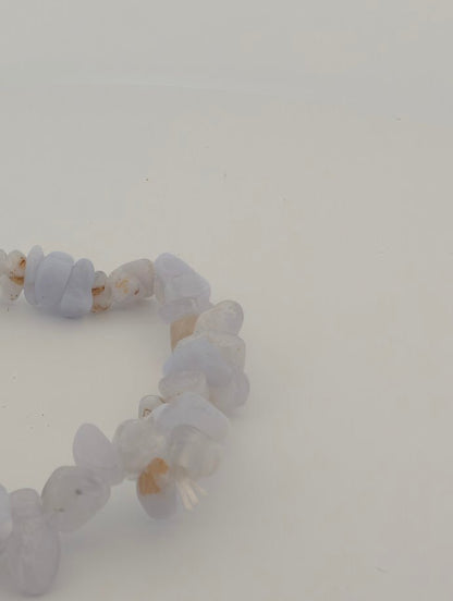 Blue Lace Agate Bracelet – Chip & 6mm Beads - Legacy Crystals and Minerals