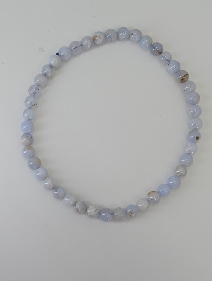 Round Blue Lace Agate bracelet with soft blue tones