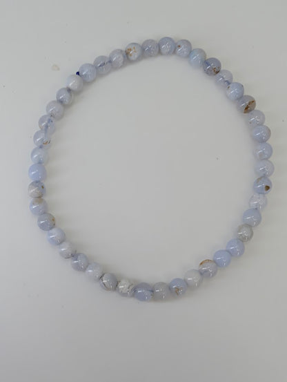 Round Blue Lace Agate bracelet with soft blue tones