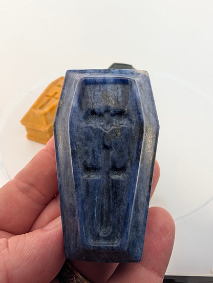 Blue Sodalite crystal coffin close-up