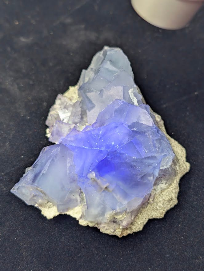 Blue - Violet Fluorite on Matrix – YGX Mine, China - Legacy Crystals and Minerals