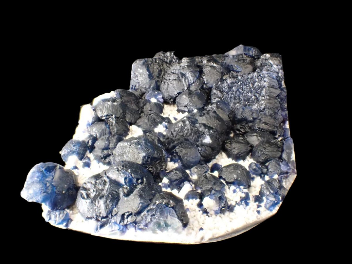 Botryoidal Blueberry Fluorite on White Matrix – Huanggang Mine, Inner Mongolia 5 x 3 inches 353 grams - Legacy Crystals and Minerals
