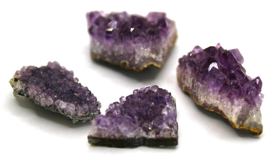 Brazilian Amethyst Mini Cluster Set – 4 Pieces (2 - 4 cm Each) - Legacy Crystals and Minerals