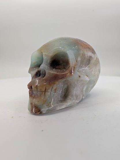 Caribbean Calcite crystal skull carving – 41mm hand-carved natural stone – Legacy Crystals and Minerals
