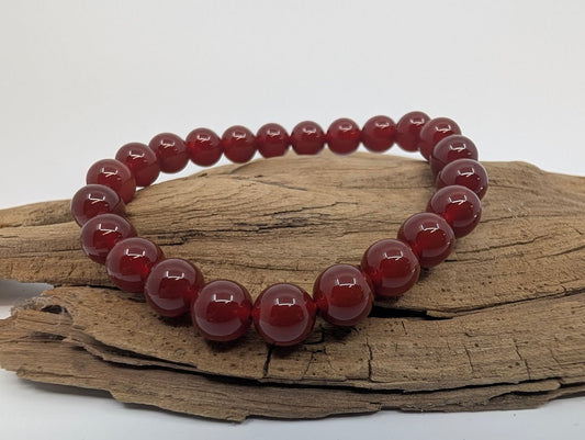 Carnelian Bracelet – 8mm Polished Beads - Legacy Crystals and Minerals