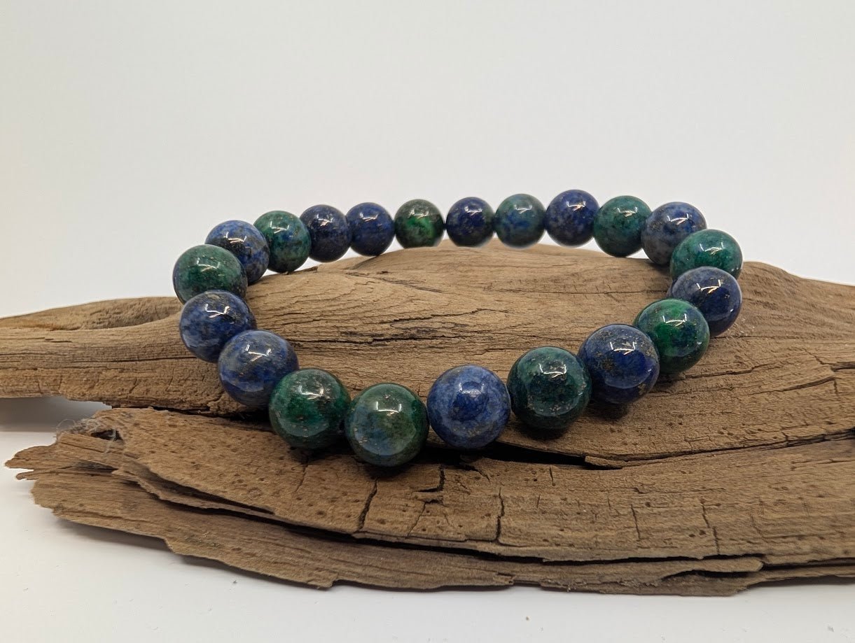Chrysocolla Bracelet – 8mm Polished Beads - Legacy Crystals and Minerals