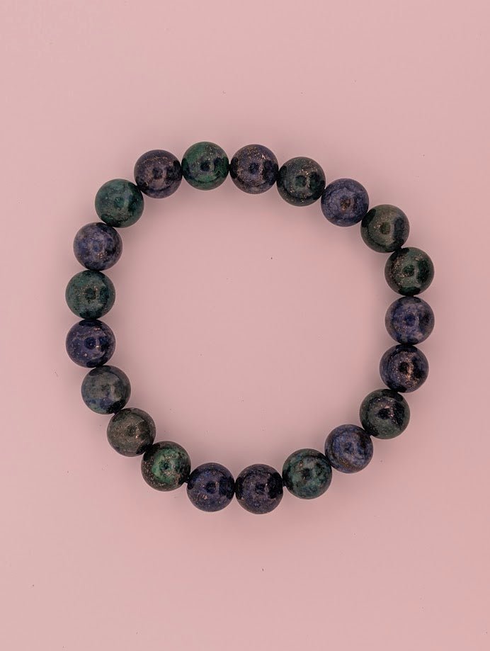 Chrysocolla Bracelet – 8mm Polished Beads - Legacy Crystals and Minerals