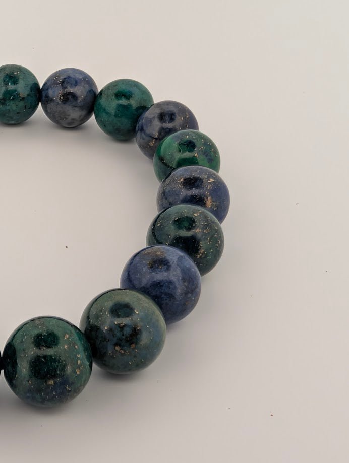 Chrysocolla Bracelet – 8mm Polished Beads - Legacy Crystals and Minerals