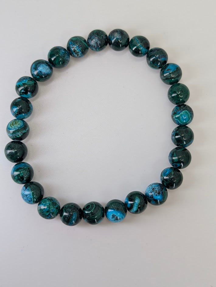 Round 8 mm Chrysocolla bracelet with high polish