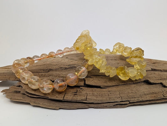 Citrine Bracelet – 8mm Polished Beads & Natural Chip - Legacy Crystals and Minerals