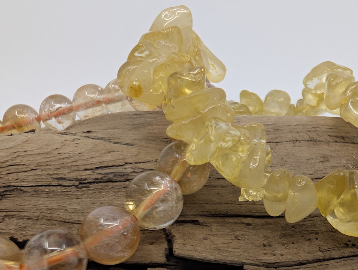 Citrine Bracelet – 8mm Polished Beads & Natural Chip - Legacy Crystals and Minerals