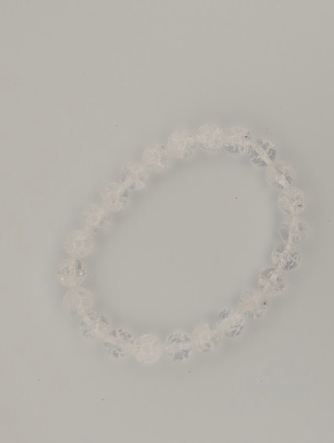 Clear Crackle Quartz Bracelet — 6mm & 8mm Beads - Legacy Crystals and Minerals