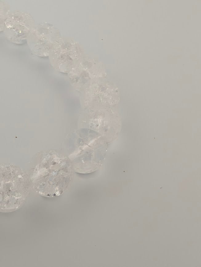 Clear Crackle Quartz Bracelet — 6mm & 8mm Beads - Legacy Crystals and Minerals