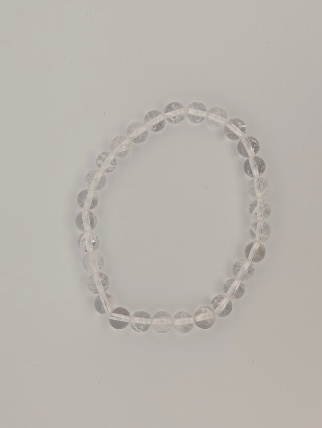 Clear Crackle Quartz Bracelet — 6mm & 8mm Beads - Legacy Crystals and Minerals