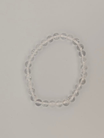Clear Crackle Quartz Bracelet — 6mm & 8mm Beads - Legacy Crystals and Minerals